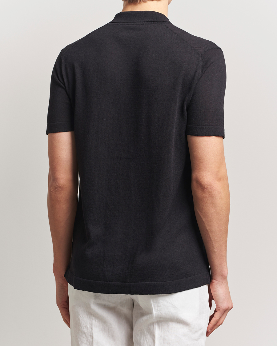 Herren | Hemden | Orlebar Brown | Keeling Silk/Cotton Knitted Shirt Black/White Sand