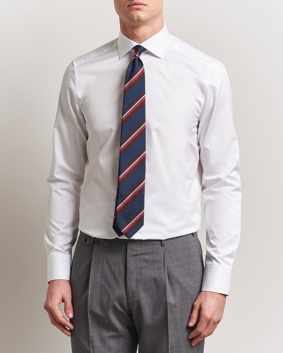 Herren | Hemden | Stenströms | Silmline Contrast Cotton Twill Shirt White