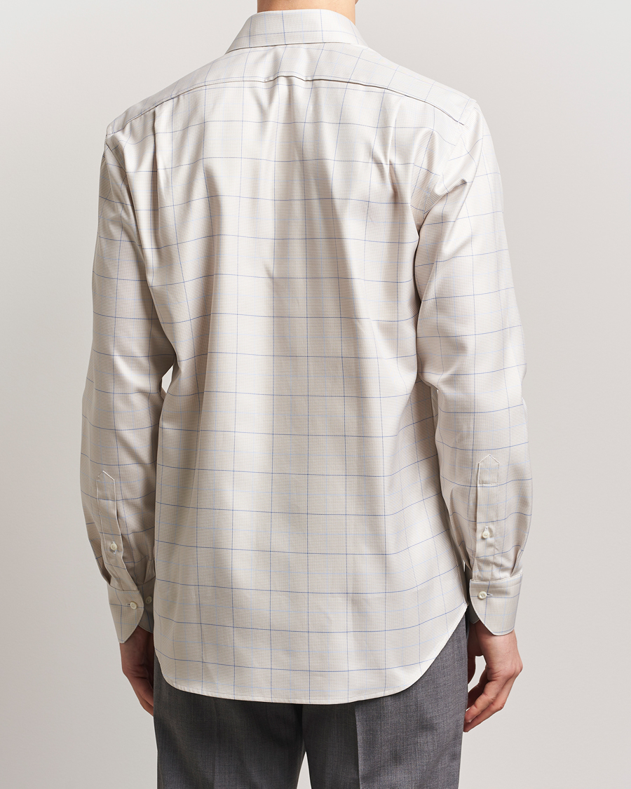 Herren | Hemden | Stenströms | Fitted Body Checked Houndstooth Shirt Taupe