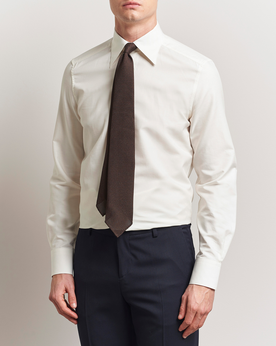 Herren | Hemden | Stenströms | 1899 Slimline Cotton/Linen/Silk Shirt White