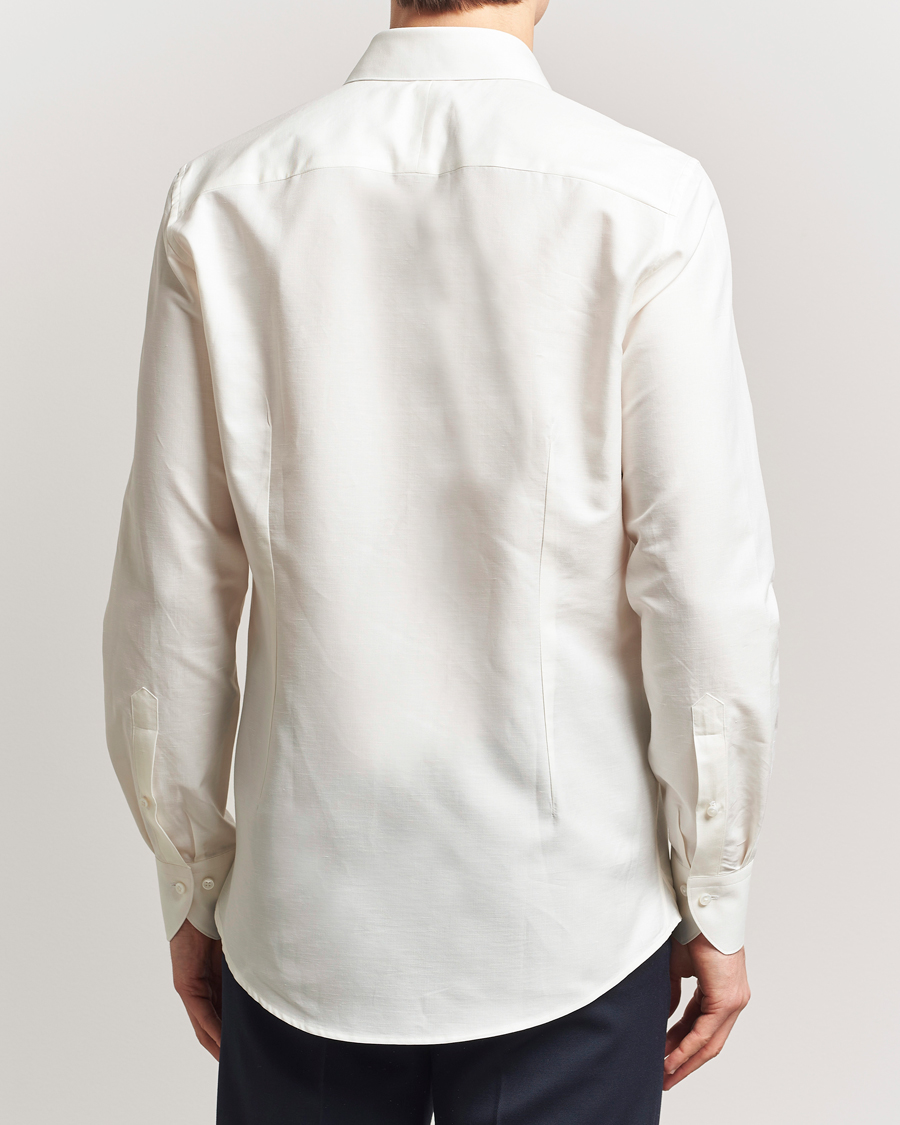 Herren | Hemden | Stenströms | 1899 Slimline Cotton/Linen/Silk Shirt White