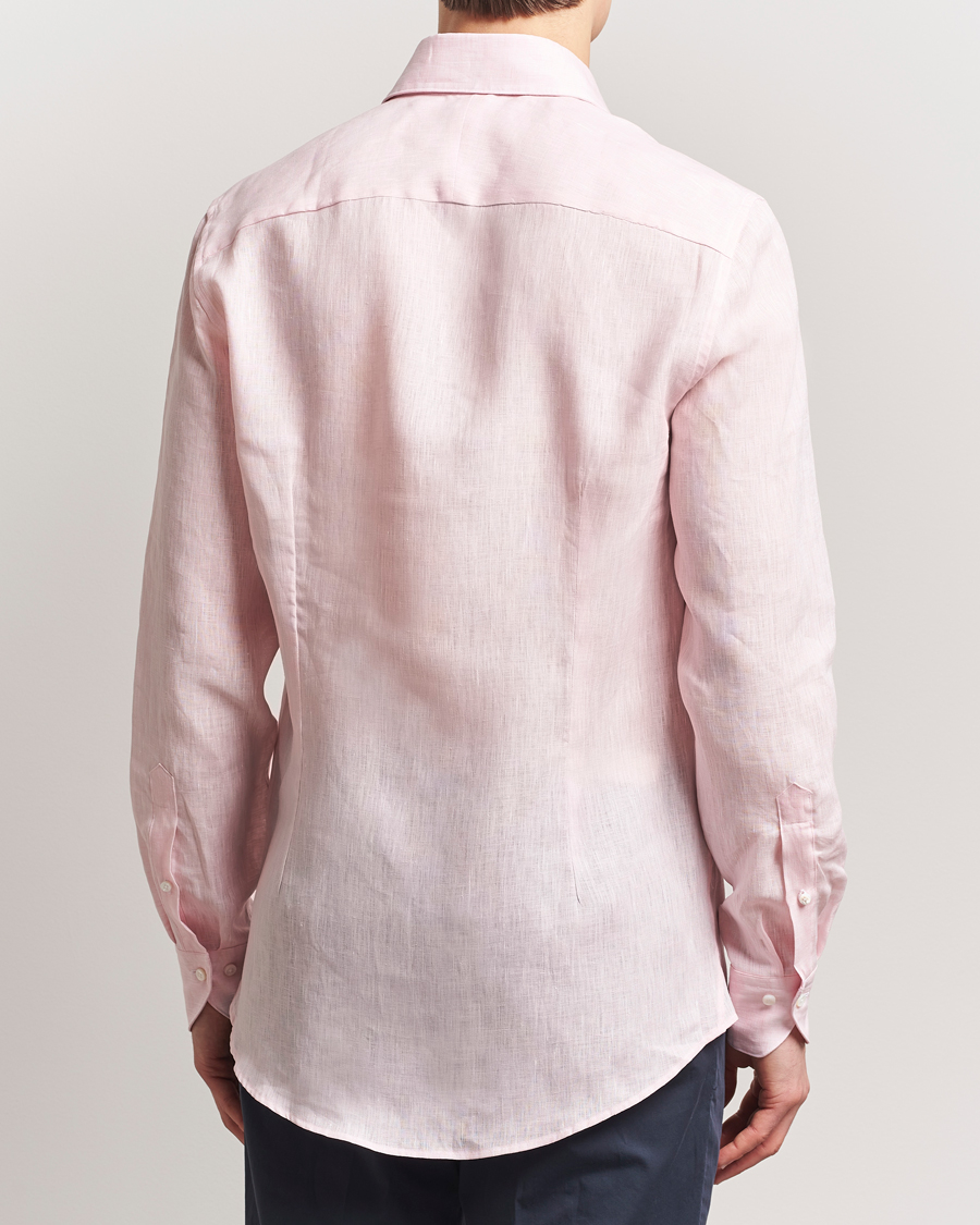 Herren | Hemden | Stenströms | 1899 Slimline Linen One Piece Collar Shirt Pink
