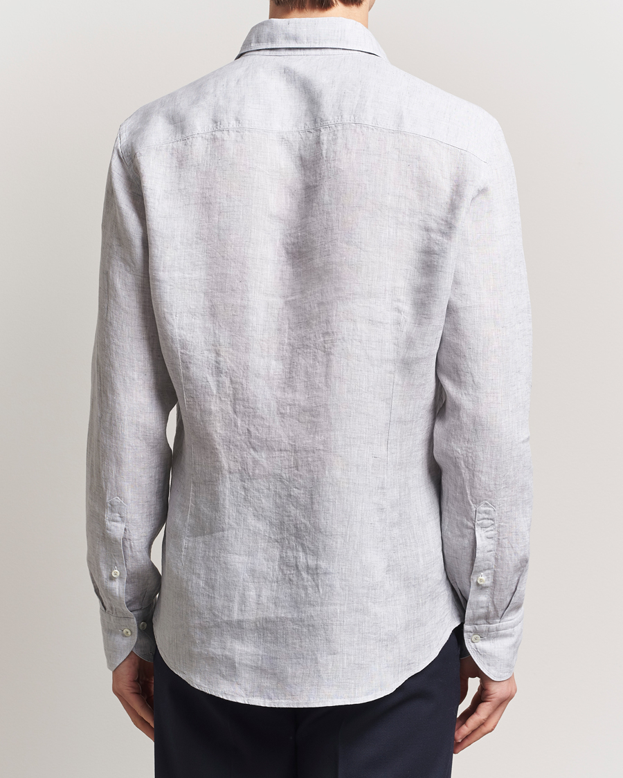 Herren | Hemden | Stenströms | Slimline Cut Away Linen Shirt Light Grey