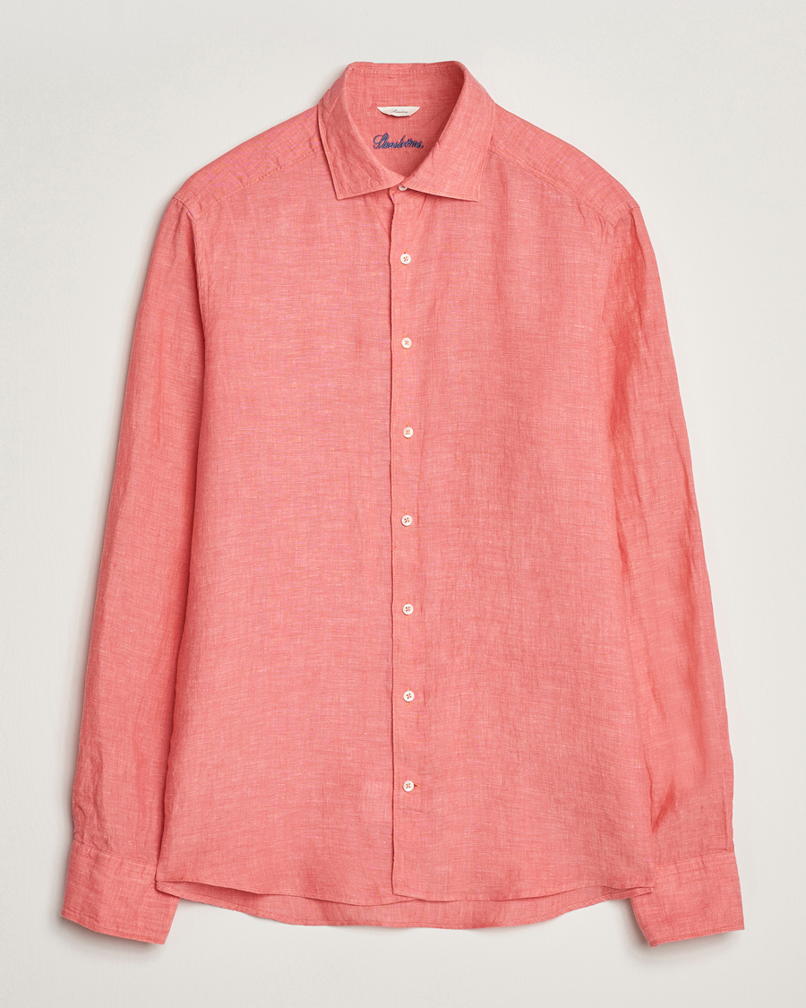 Herren | Hemden | Stenströms | Slimline Cut Away Linen Shirt Rasberry