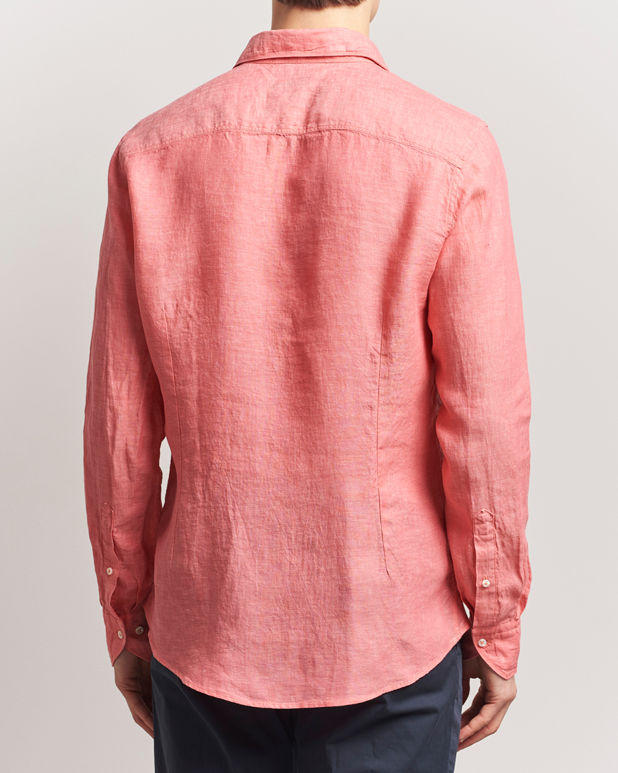 Herren | Hemden | Stenströms | Slimline Cut Away Linen Shirt Rasberry