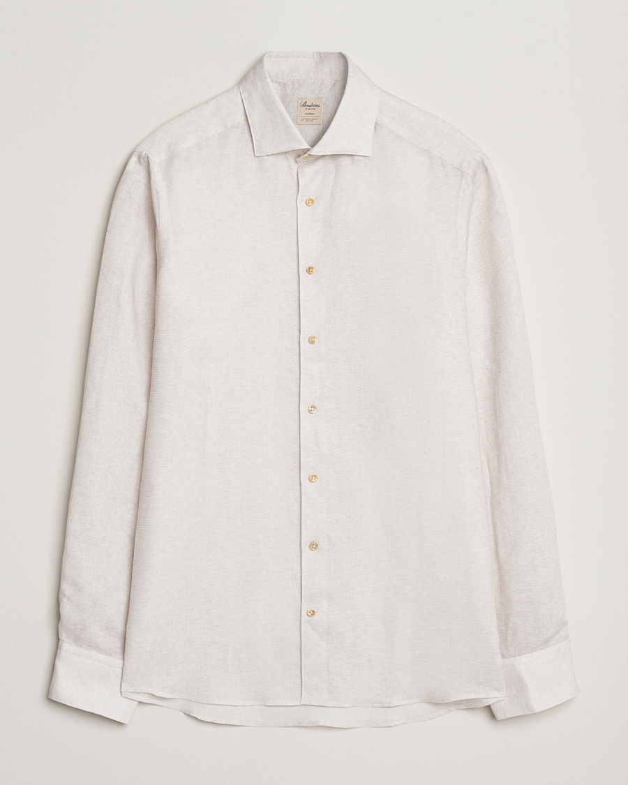 Herren | Hemden | Stenströms | Slimline Linen/Lycell Shirt Light Grey