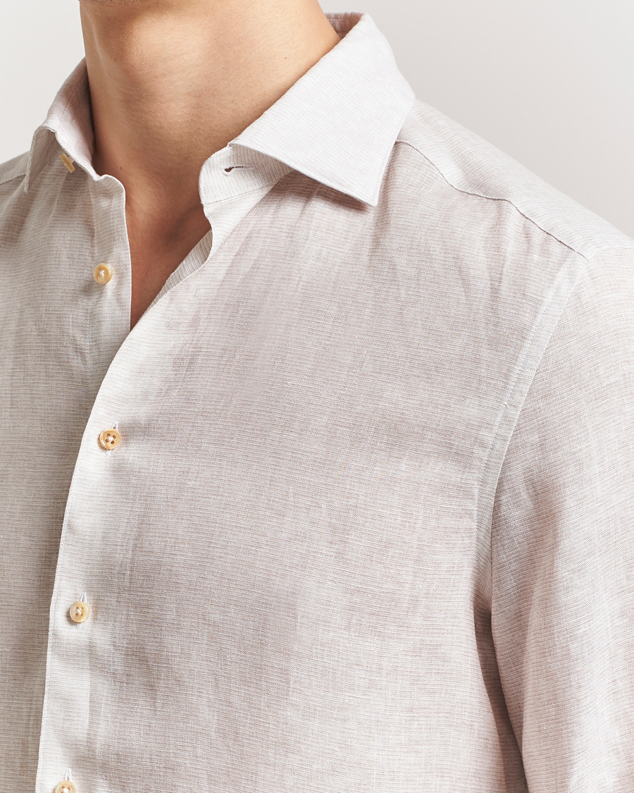 Herren | Hemden | Stenströms | Slimline Linen/Lycell Shirt Light Grey