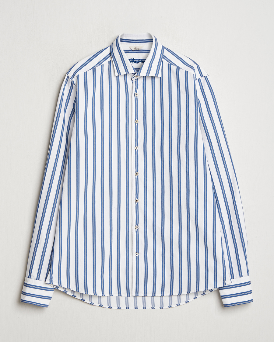 Herren | Hemden | Stenströms | Slimline Striped Casual Shirt Blue/White