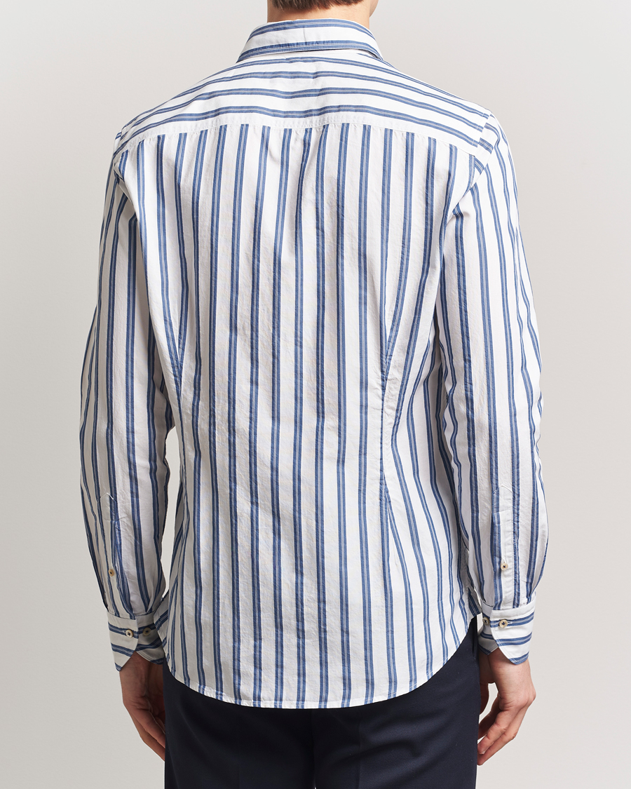 Herren | Hemden | Stenströms | Slimline Striped Casual Shirt Blue/White