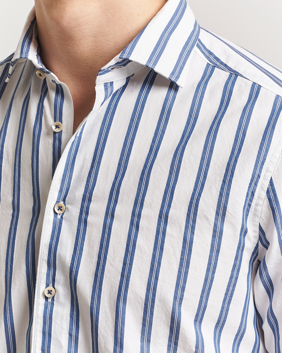Herren | Hemden | Stenströms | Slimline Striped Casual Shirt Blue/White