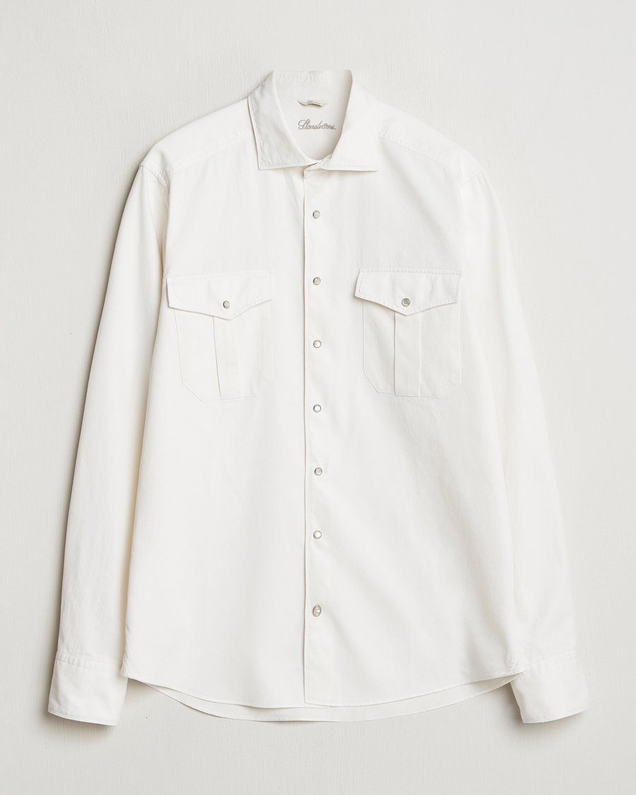 Herren | Hemden | Stenströms | Slimline Double Pocket Shirt White
