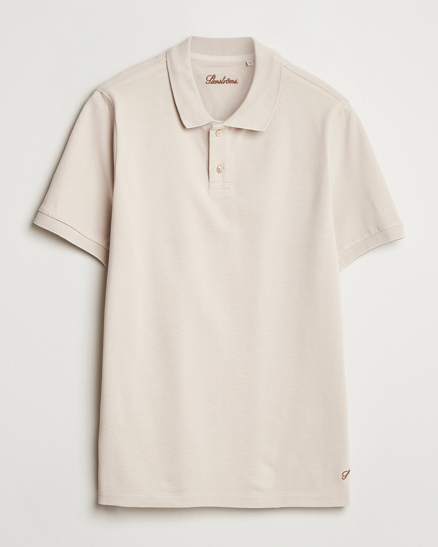 Herren | Poloshirts | Stenströms | Organic Cotton Piquet Polo Shirt Beige