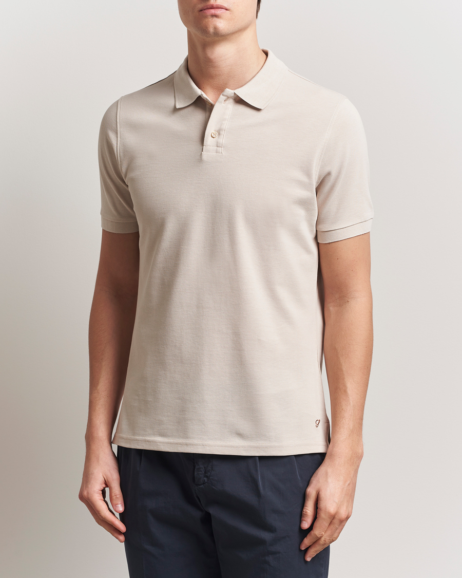 Herren | Poloshirts | Stenströms | Organic Cotton Piquet Polo Shirt Beige