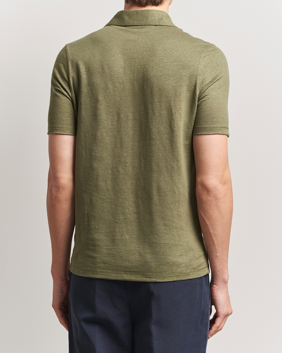 Herren | Poloshirts | Stenströms | Linen Polo Shirt Olive