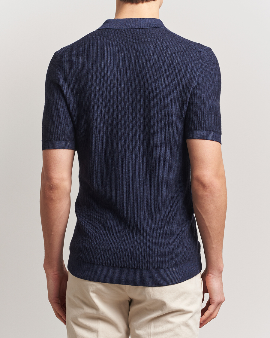 Herren | Poloshirts | Stenströms | Structured Merino Knitted Polo Navy