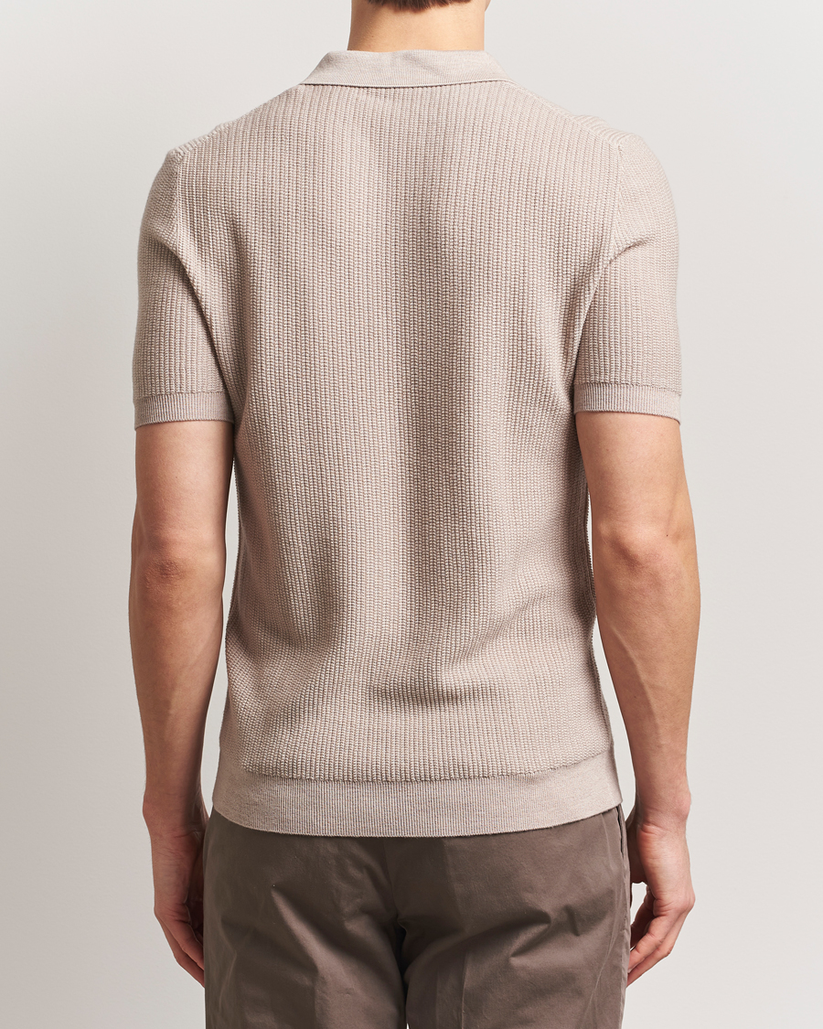 Herren | Poloshirts | Stenströms | Structured Merino Knitted Polo Beige