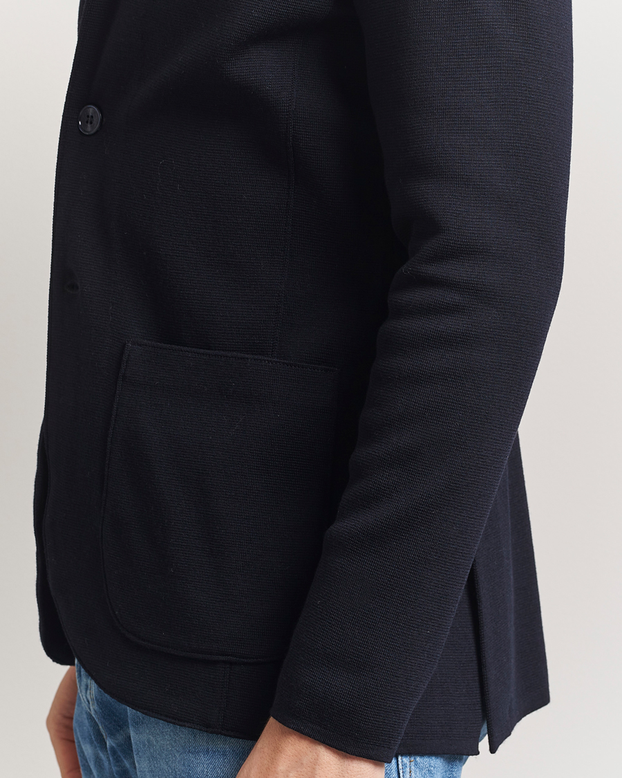 Herren | Sakkos | Stenströms | Milano Knitted Merino Blazer Navy