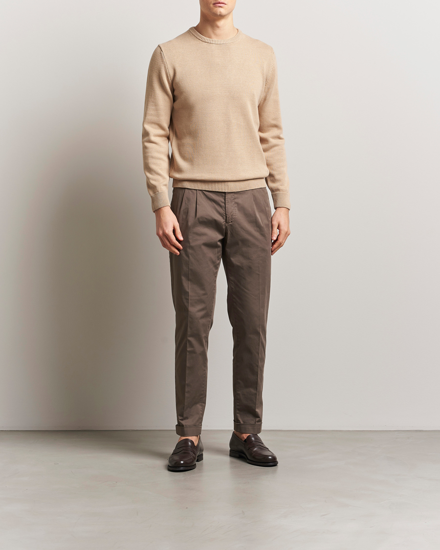 Herren | Pullover | Stenströms | Organic Cotton Knitted Sweater Beige