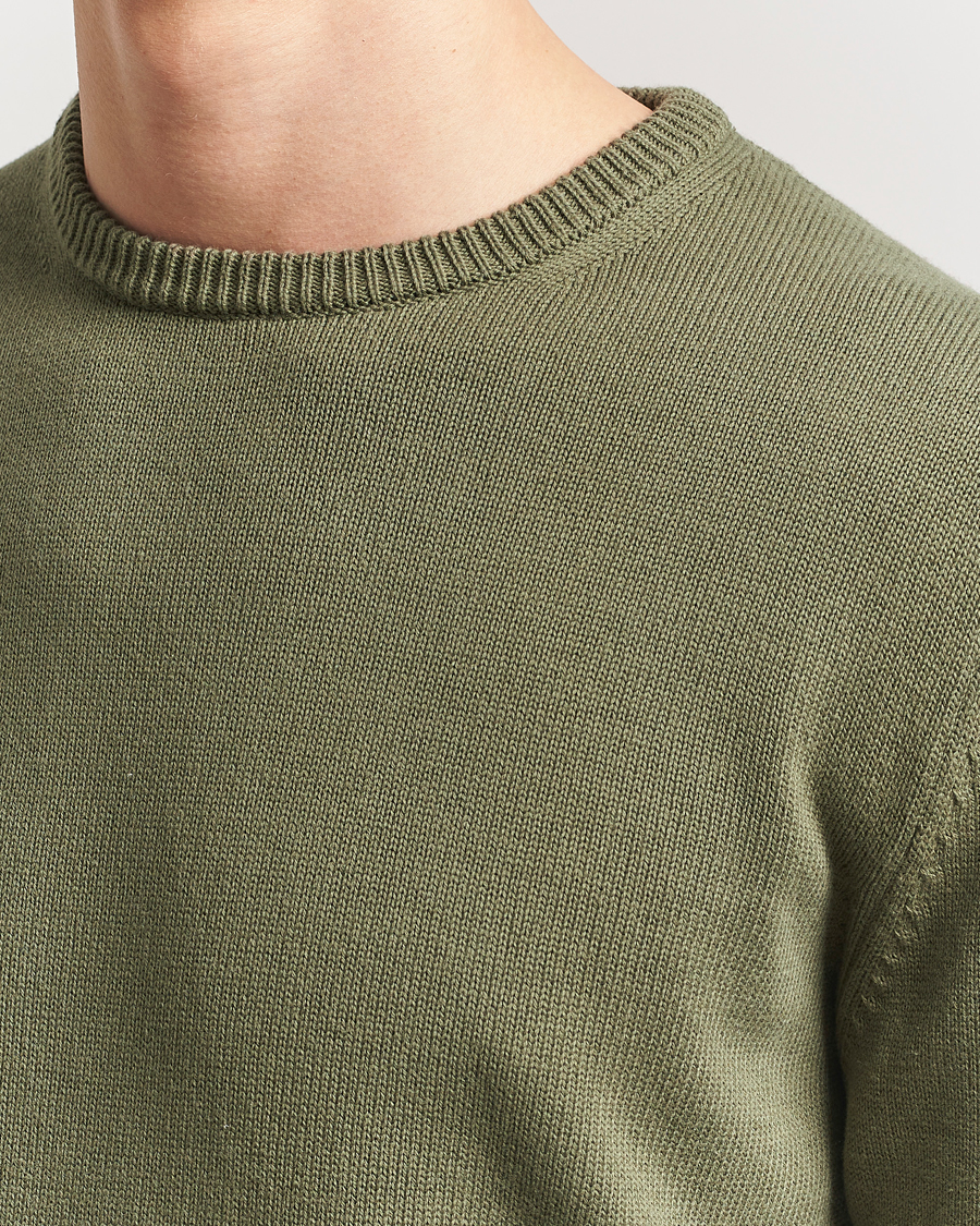Herren | Pullover | Stenströms | Organic Cotton Knitted Sweater Olive