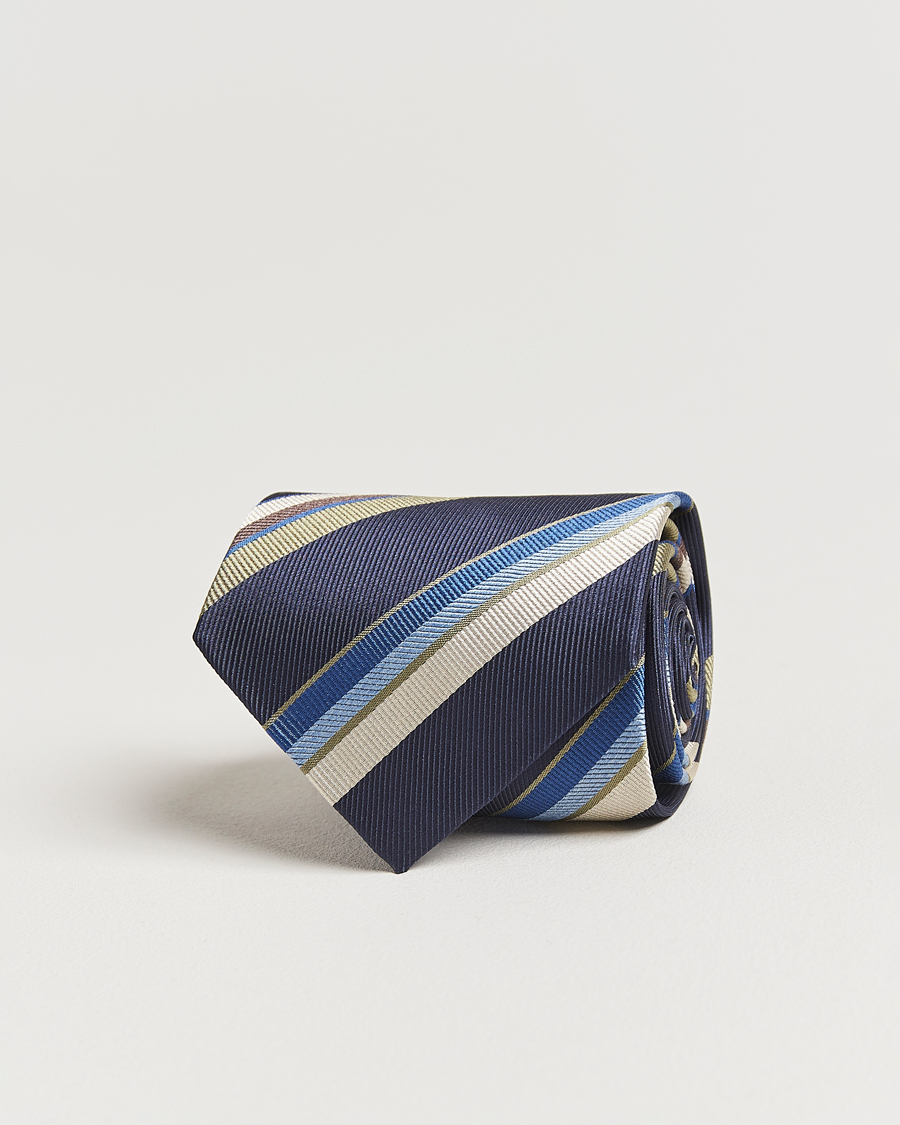 Herren | Stenströms Striped Silk Tie Navy | Stenströms | Striped Silk Tie Navy