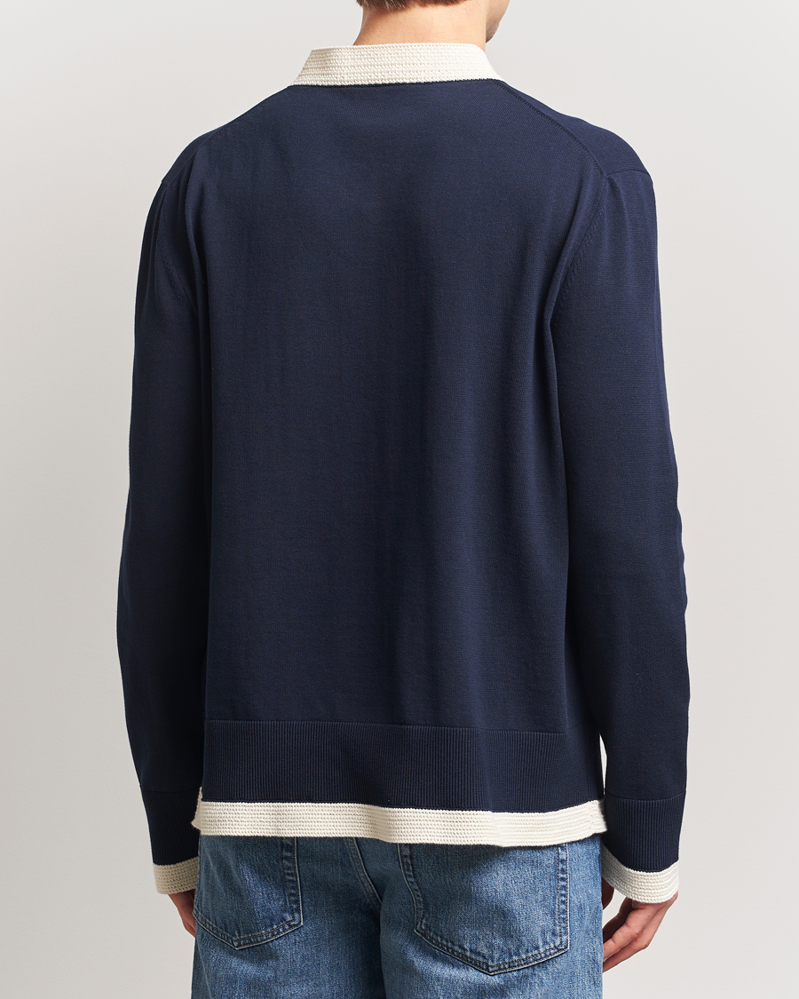 Herren | Pullover | Jil Sander | Contrast Trim V-Neck Sweater Navy