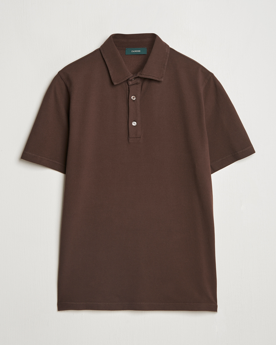 Herren | Poloshirts | Zanone | Soft Cotton Piquet Polo Dark Brown