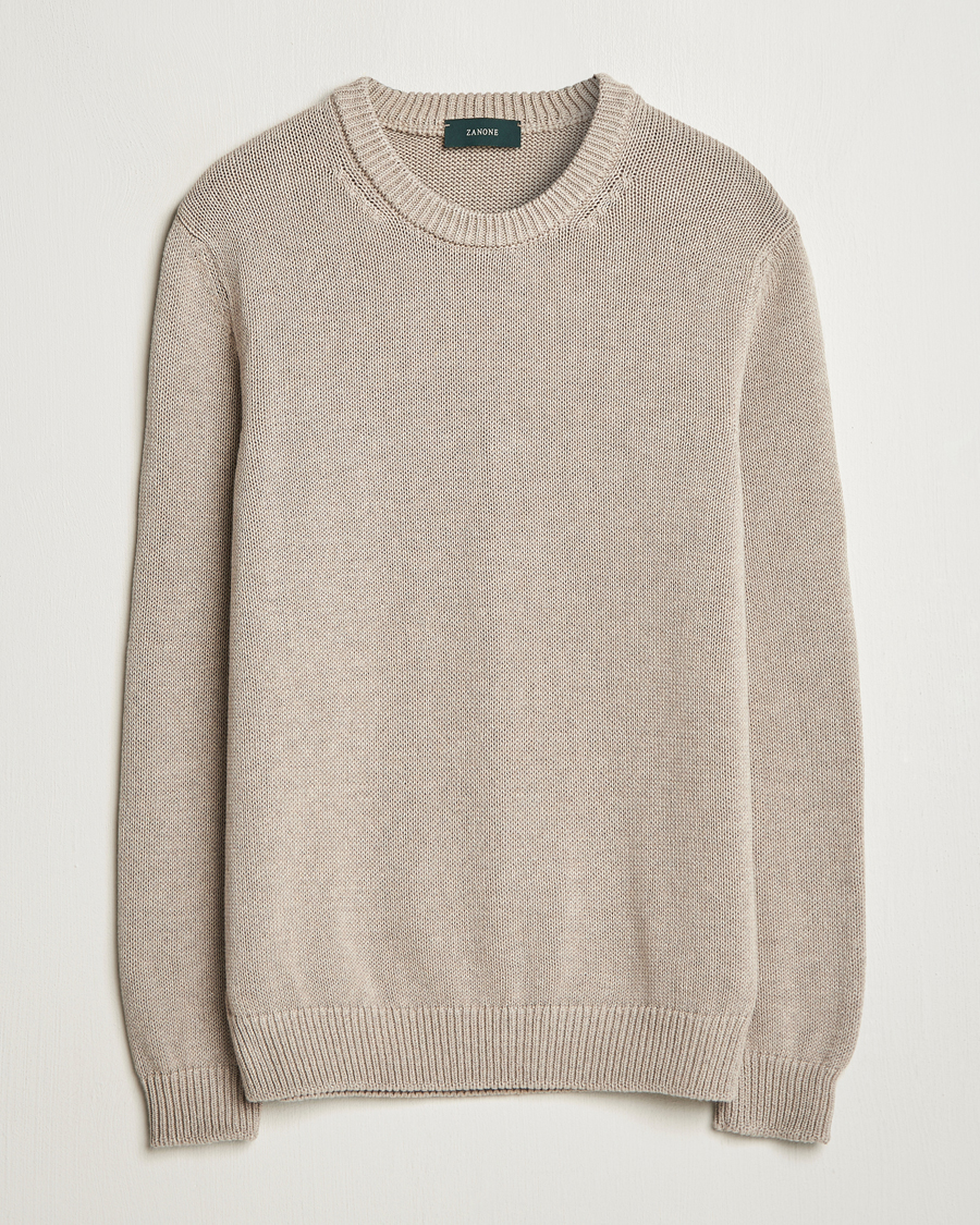 Herren | Pullover | Zanone | Soft Cotton Crewneck Sweater Beige