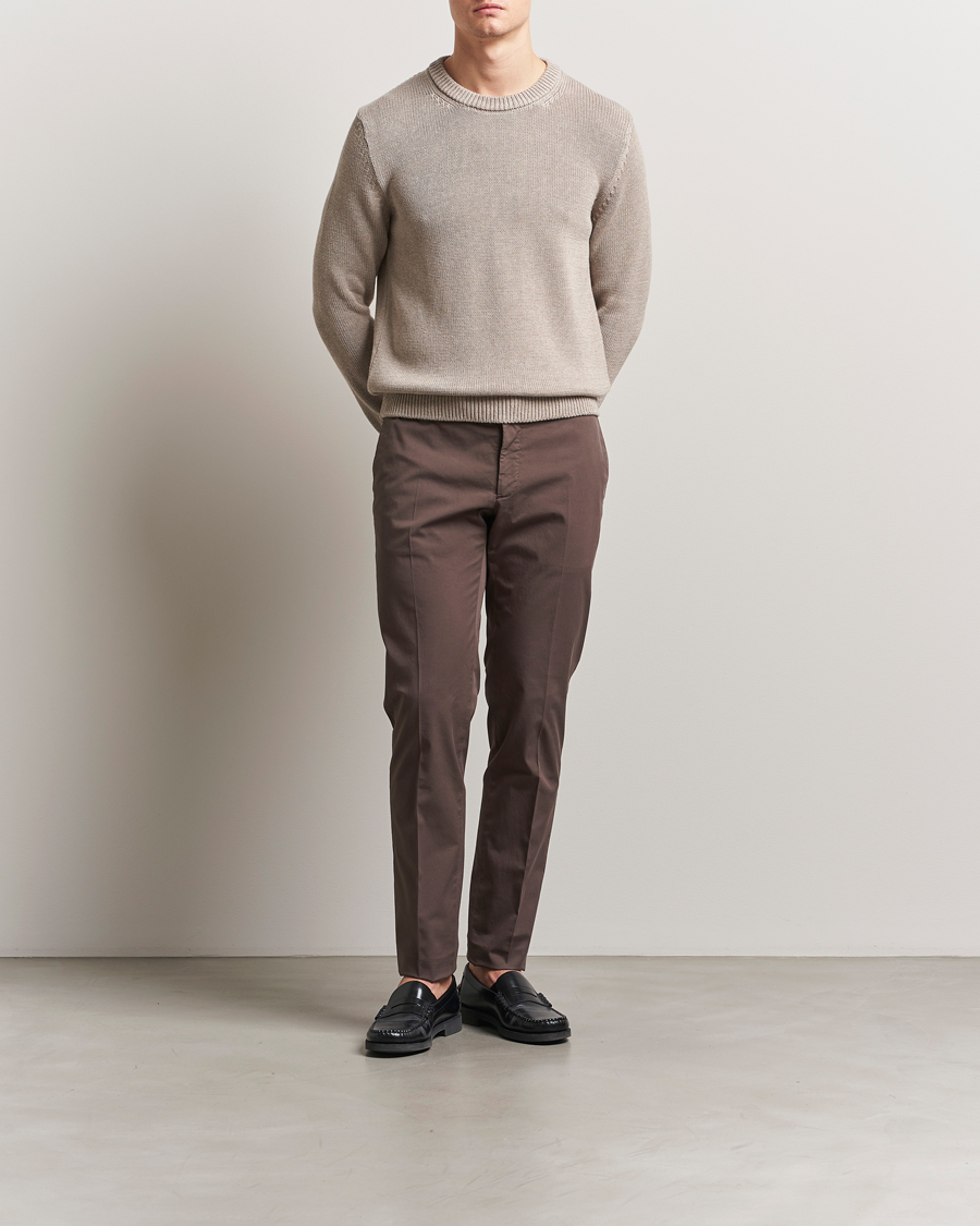 Herren | Pullover | Zanone | Soft Cotton Crewneck Sweater Beige