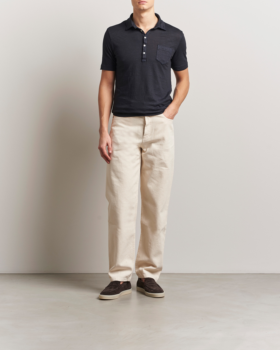 Herren | Poloshirts | Massimo Alba | Filicudi Cotton/Linen Polo Navy
