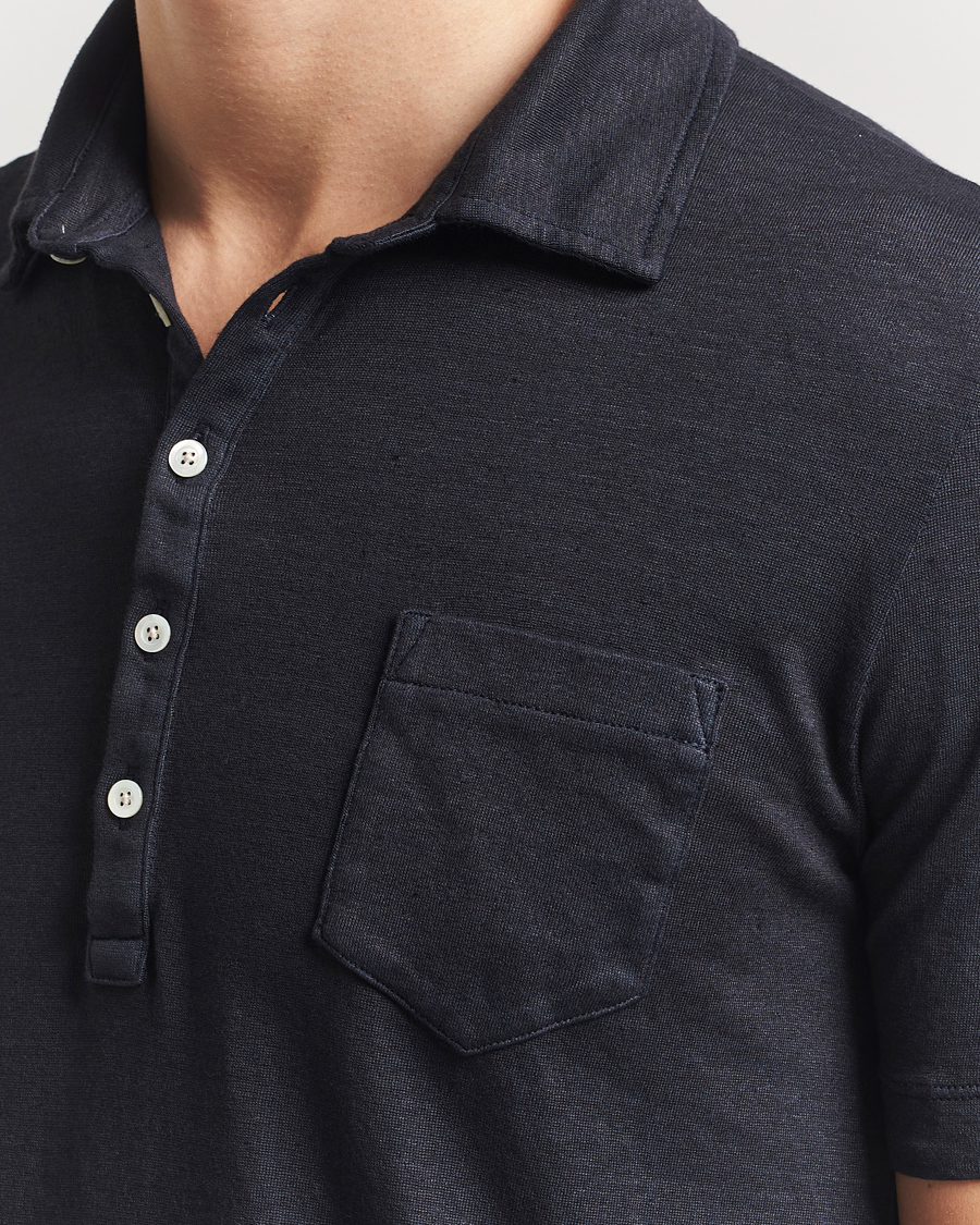 Herren | Poloshirts | Massimo Alba | Filicudi Cotton/Linen Polo Navy