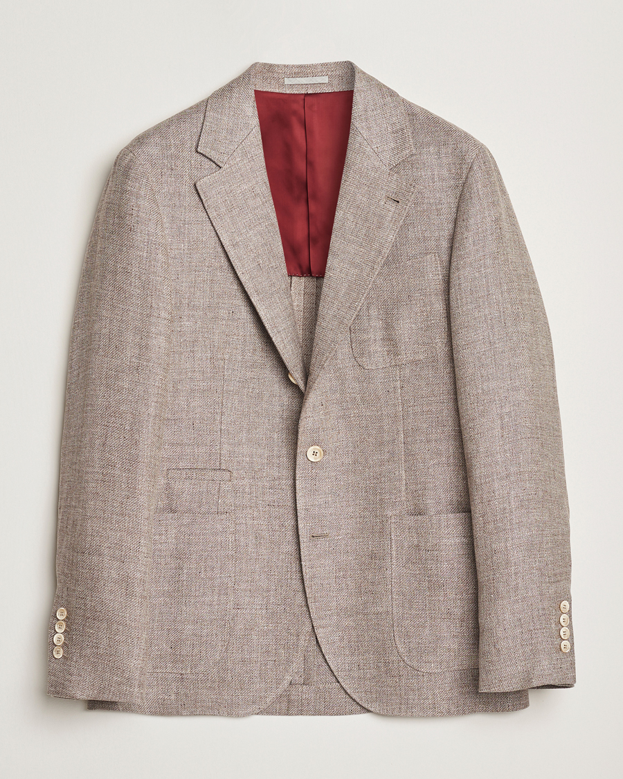 Herren | Sakkos | Brunello Cucinelli | Single Breasted Linen Blend Twill Blazer Beige