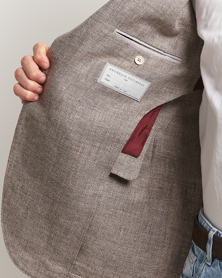 Herren | Sakkos | Brunello Cucinelli | Single Breasted Linen Blend Twill Blazer Beige
