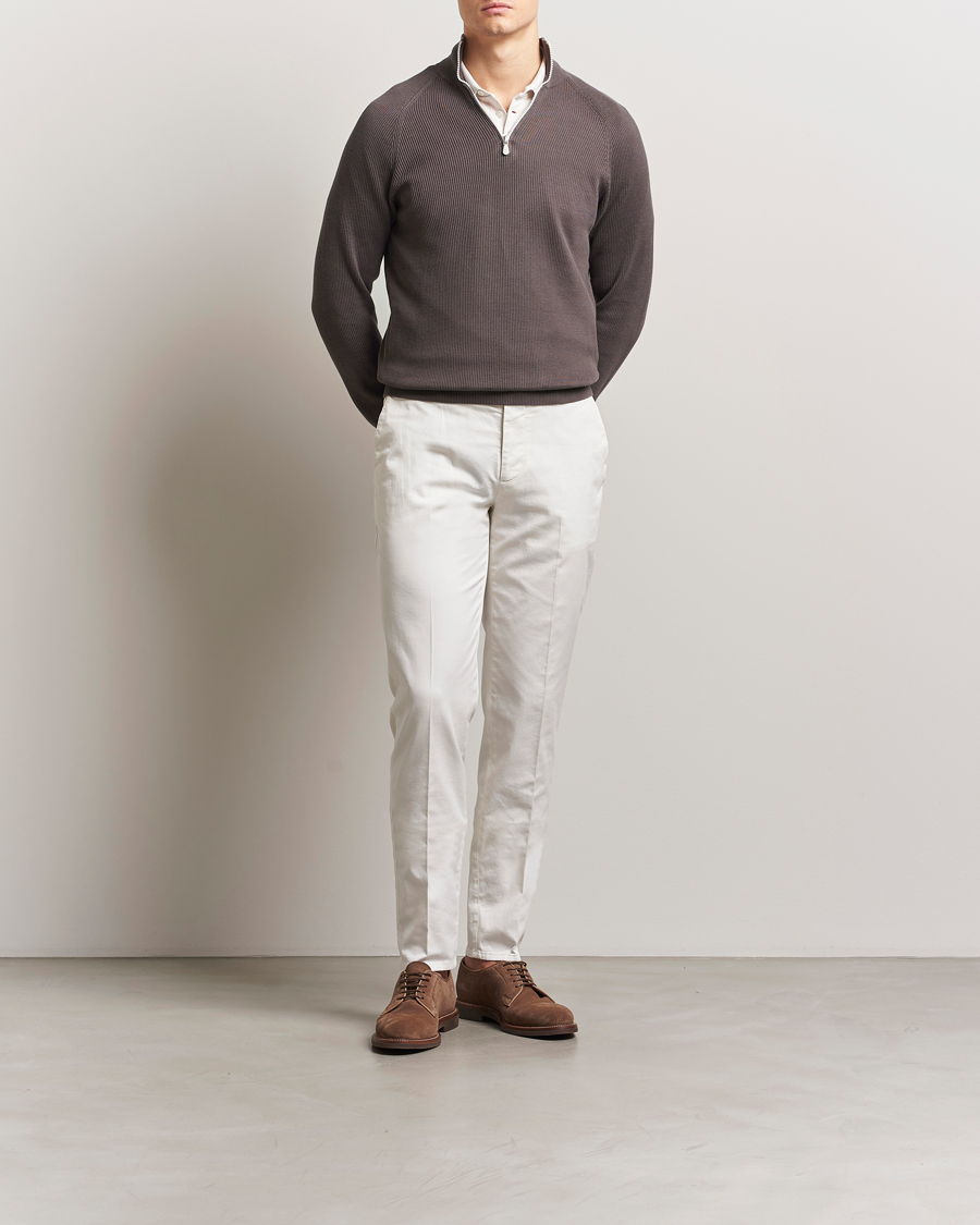 Herren | Pullover | Brunello Cucinelli | Cotton Rib Half Zip Dark Brown