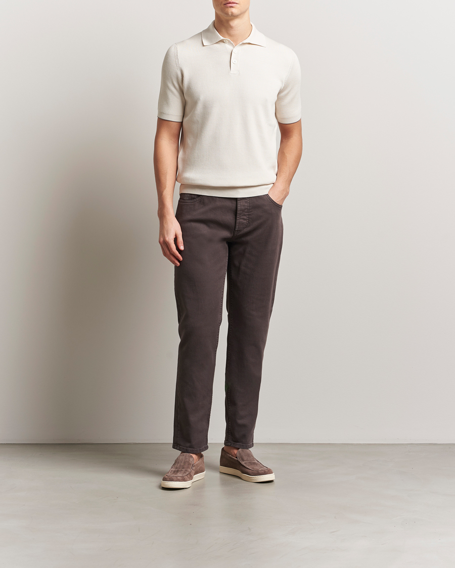 Herren | Poloshirts | Brunello Cucinelli | Cotton Rib Knitted Polo Off White