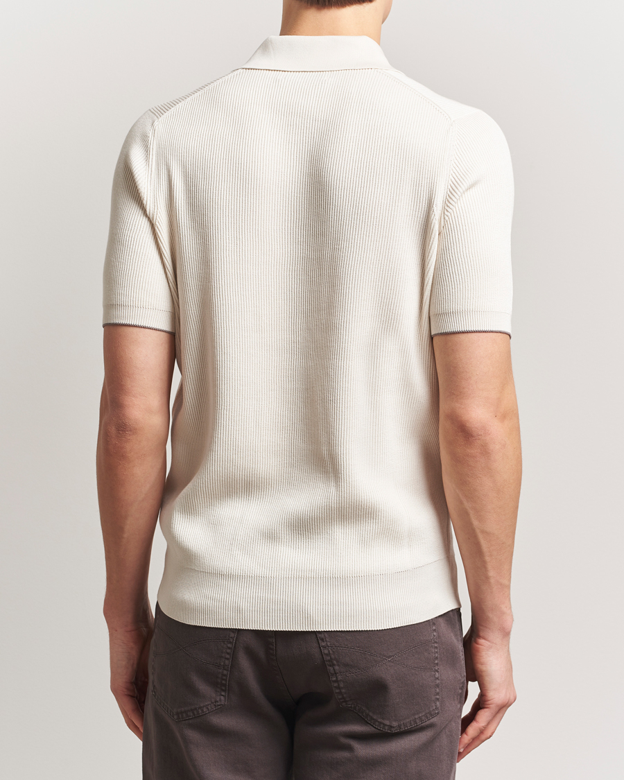 Herren | Poloshirts | Brunello Cucinelli | Cotton Rib Knitted Polo Off White