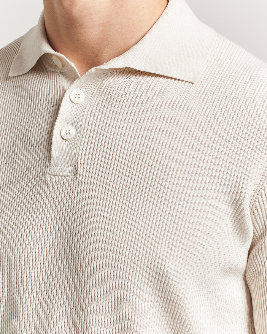 Herren | Poloshirts | Brunello Cucinelli | Cotton Rib Knitted Polo Off White