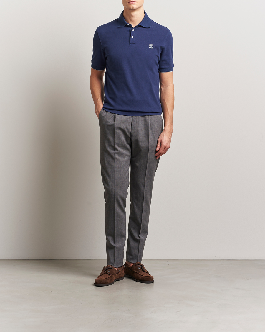 Herren | Poloshirts | Brunello Cucinelli | Short Sleeve Logo Polo Navy