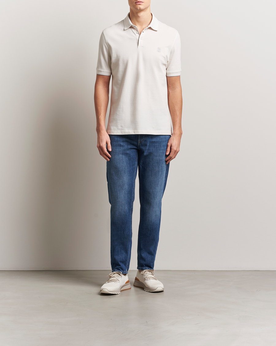 Herren | Poloshirts | Brunello Cucinelli | Short Sleeve Logo Polo Off White