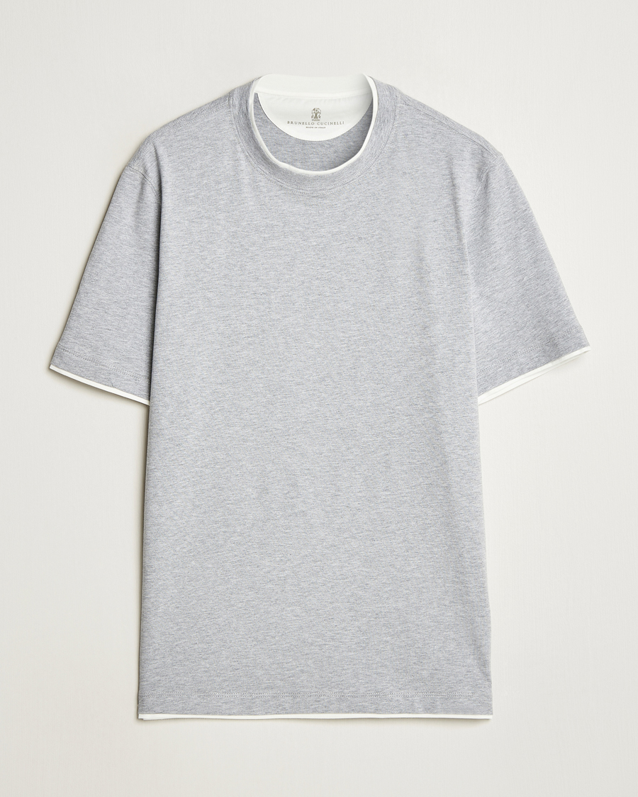 Herren | T-Shirts | Brunello Cucinelli | Short Sleeve Contrast T-Shirt Heather Grey