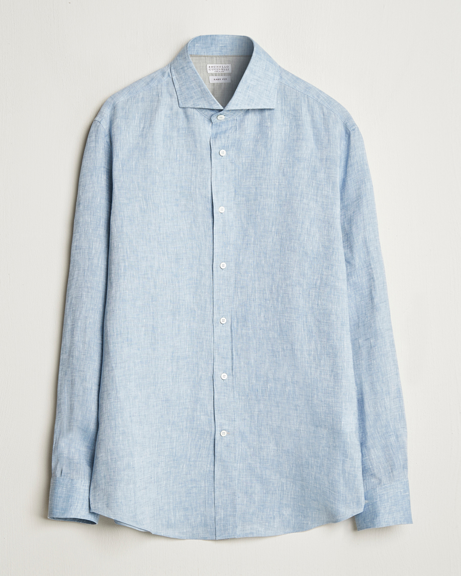 Herren | Hemden | Brunello Cucinelli | Easy Fit Linen Shirt Light Blue