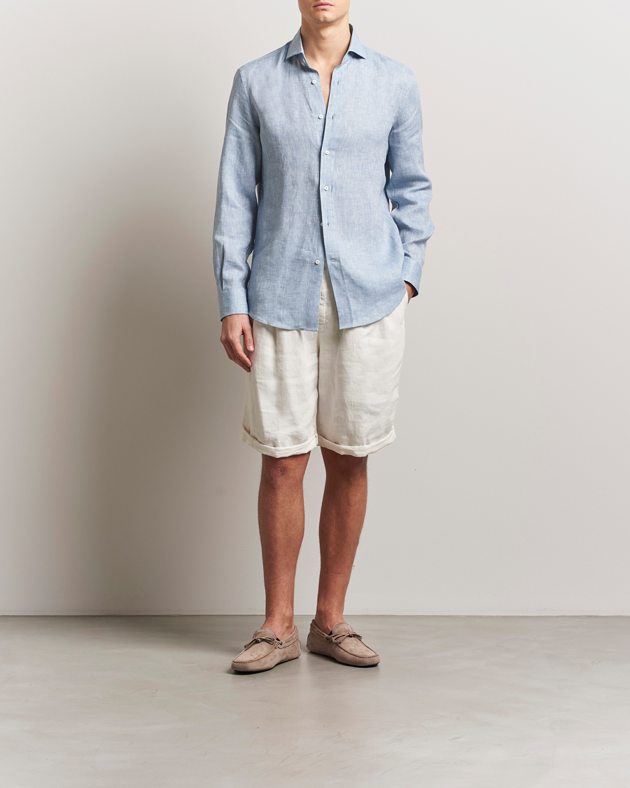 Herren | Hemden | Brunello Cucinelli | Easy Fit Linen Shirt Light Blue