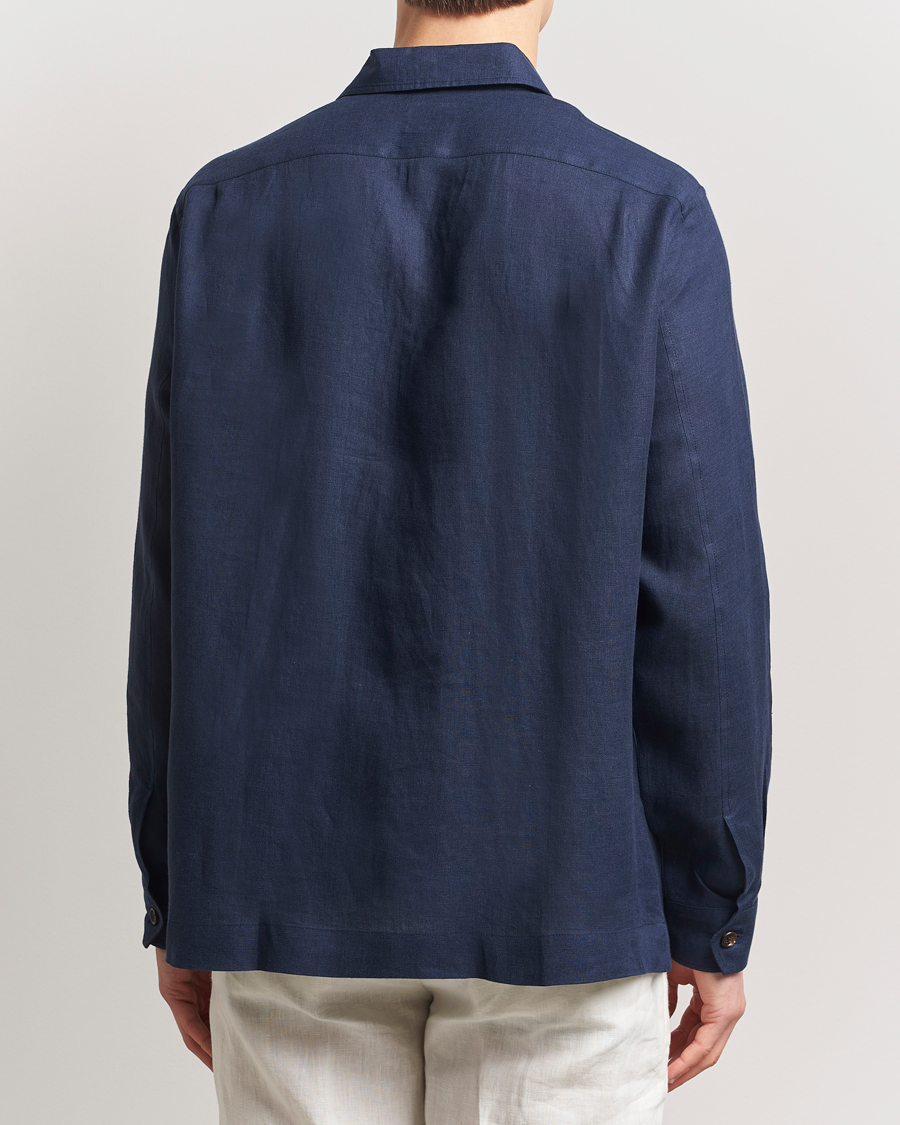 Herren | Jacken | Brunello Cucinelli | Cuban Linen Shirt Jacket Dark Blue