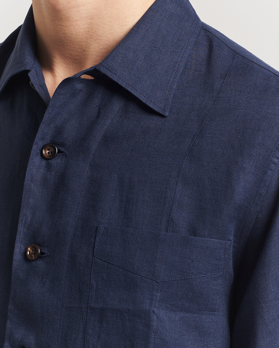 Herren | Jacken | Brunello Cucinelli | Cuban Linen Shirt Jacket Dark Blue
