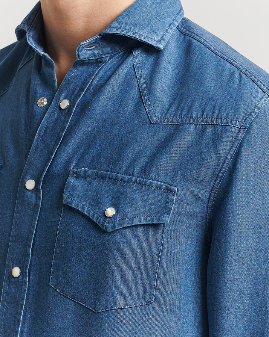Herren | Hemden | Brunello Cucinelli | Denim Western Shirt Navy
