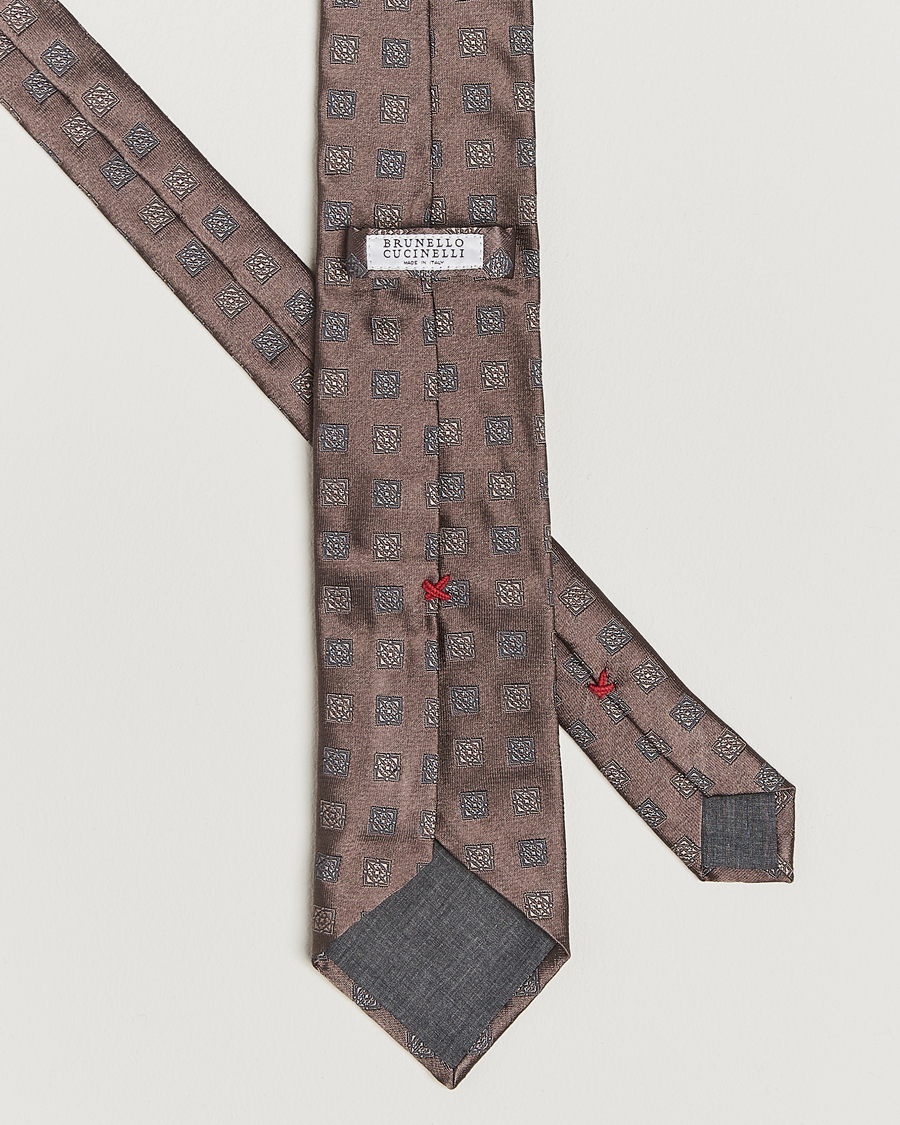 Herren | Brunello Cucinelli Jacquard Silk Tie Dark Brown | Brunello Cucinelli | Jacquard Silk Tie Dark Brown