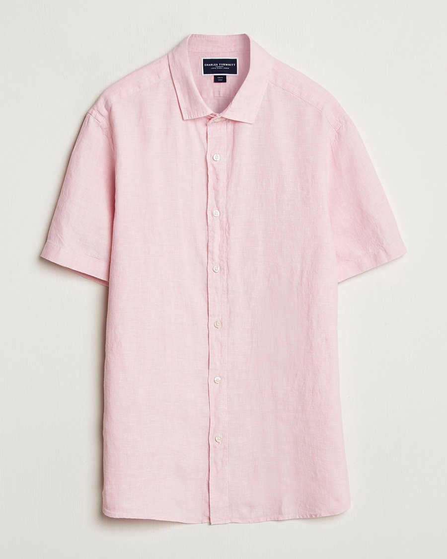 Herren | Hemden | Charles Tyrwhitt | Pure Linen Short Sleeve Slim Fit Shirt Pink