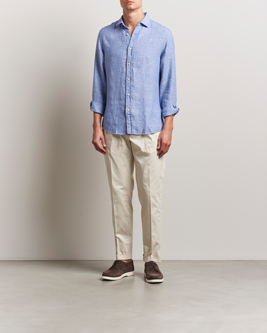 Herren | Hemden | Charles Tyrwhitt | Pure Linen Slim Fit Shirt Cobalt Blue