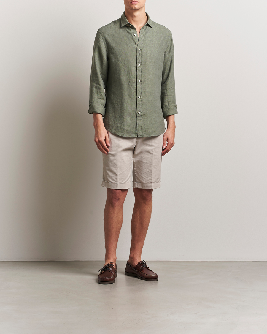 Herren | Hemden | Charles Tyrwhitt | Pure Linen Slim Fit Shirt Olive