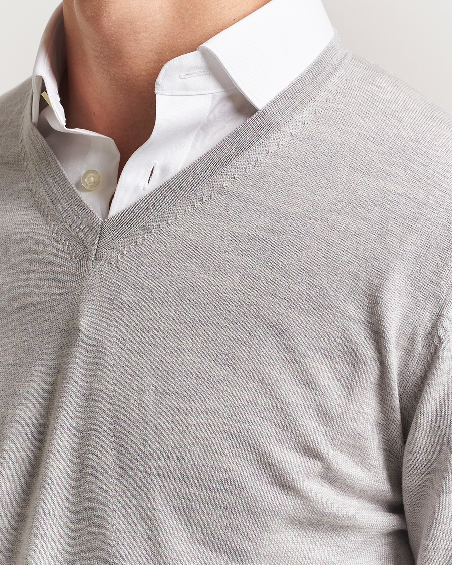 Herren | Pullover | Charles Tyrwhitt | Pure Merino V-Neck Jumper Silver Grey