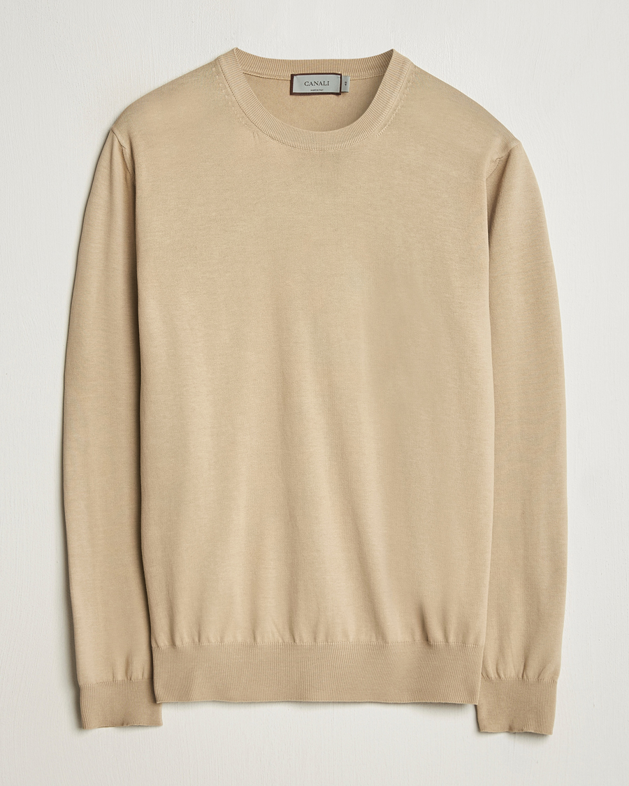 Herren | Pullover | Canali | Cotton Crew Neck Pullover Beige
